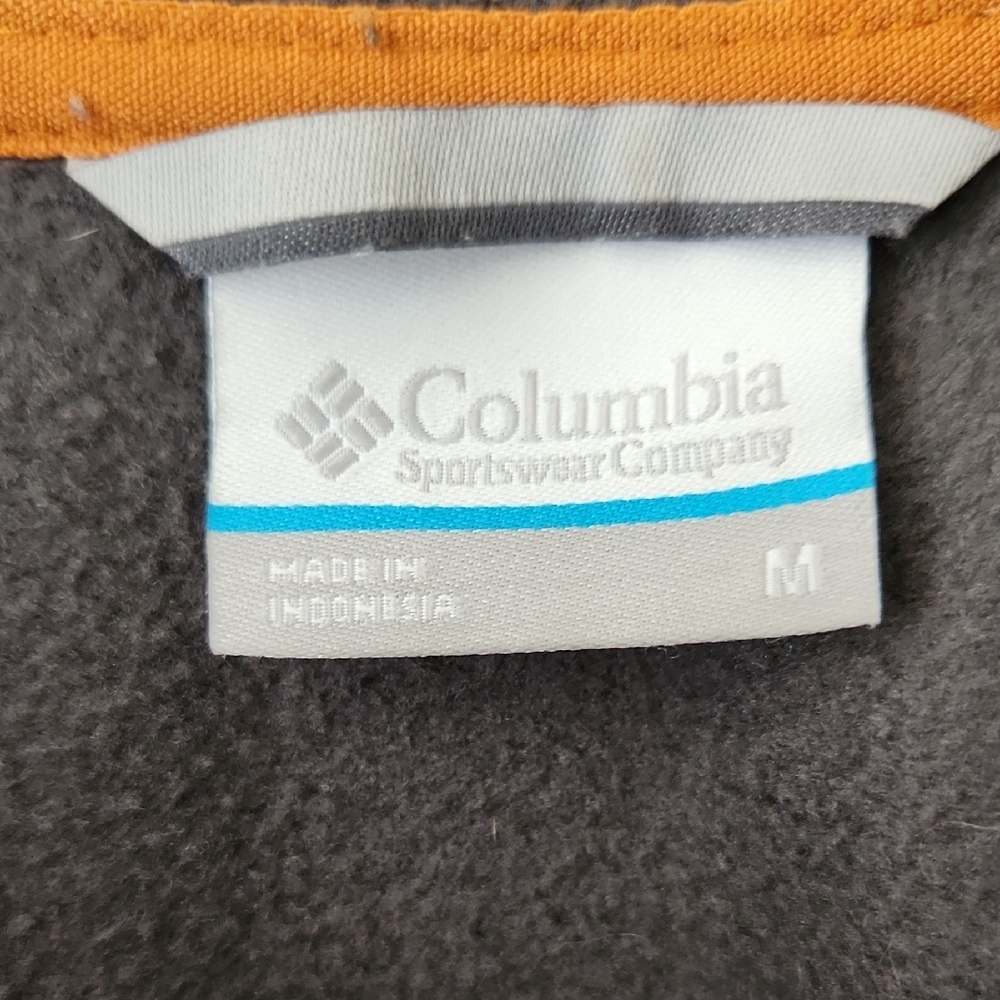 COLUMBIA Charcoal Grey Fleece Jacket Rustic Orange Details Men Sz M Gorpcore - Picture 2 of 16